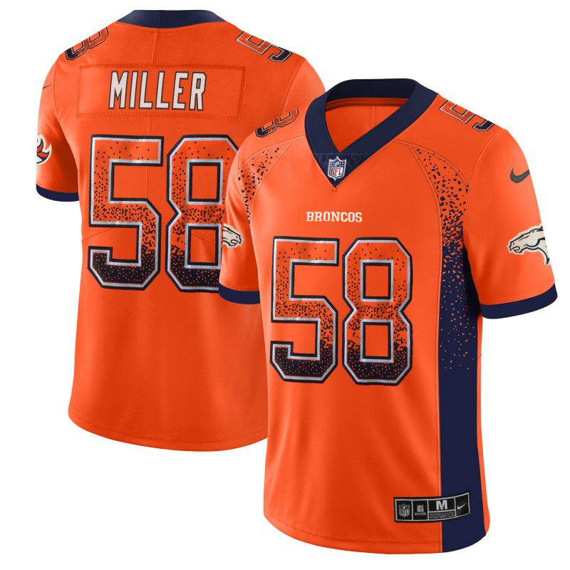 Men Denver Broncos #58 Miller Drift Fashion Orange Color Rush Limited NFL Jerseys